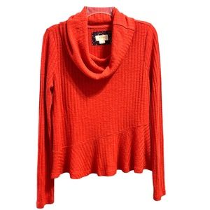 Anthropologie Maeve Sweater Top Winterscape Thermal Rivers Peplum Cowl neck S